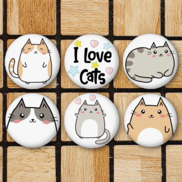 I Love Cats Fridge Magnets Set Of 6 Metal Magnets For Home Office Kitchen School - Picture 1 of 6